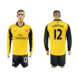 Arsenal #12 Giroud Away Long Sleeves Soccer Club Jersey