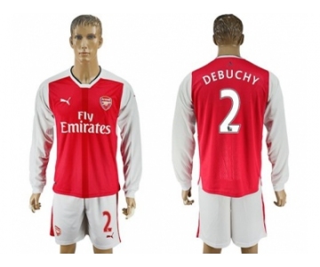 Arsenal #2 Debuchy Red Home Long Sleeves Soccer Club Jersey1