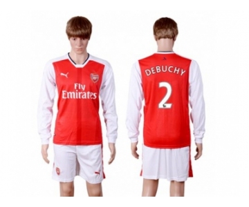 Arsenal #2 Debuchy Red Home Long Sleeves Soccer Club Jersey
