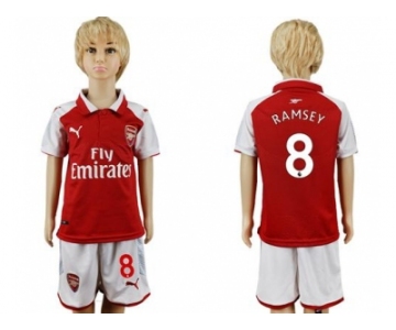 Arsenal #8 Ramsey Home Kid Soccer Club Jersey