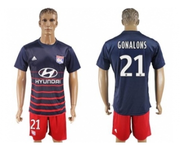 Lyon #21 Gonalons Away Soccer Club Jersey