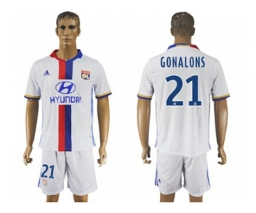 Lyon #21 Gonalons Home Soccer Club Jersey1