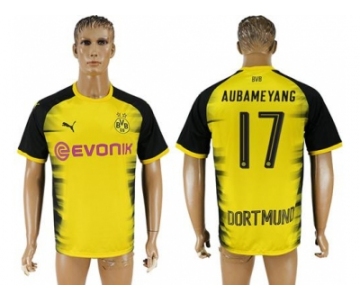 Dortmund #17 Aubameyang Yellow Soccer Club Jersey