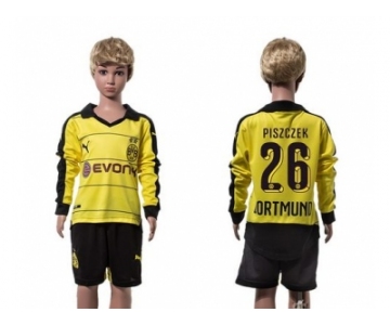 Dortmund #26 Piszczek Home Long Sleeves Kid Soccer Club Jersey
