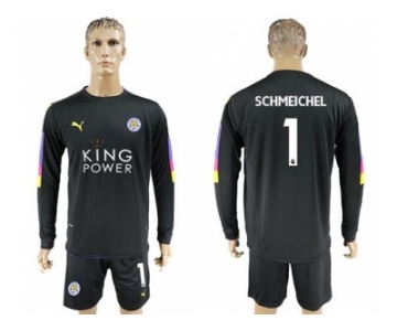 Leicester City #1 Schmeichel Black Goalkeeper Long Sleeves Soccer Club Jersey