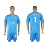 Leicester City #1 Schmeichel Light Blue Goalkeeper Soccer Club Jersey