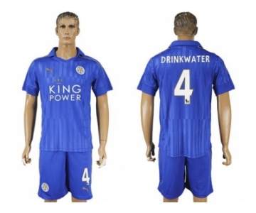 Leicester City #4 Drinkwater Home Soccer Club Jersey 1
