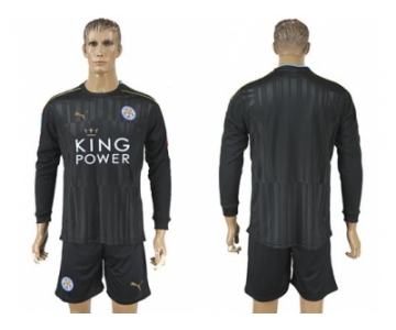 Leicester City Blank Black Long Sleeves Goalkeeper Soccer Club Jersey
