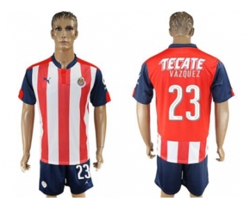 Guadalajara #23 Vazquez Home Soccer Club Jersey2