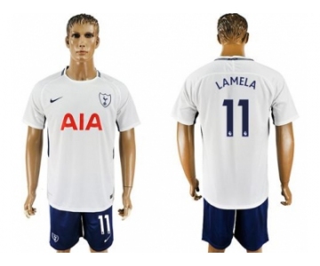 Tottenham Hotspur #11 Lamela White Blue Soccer Club Jersey