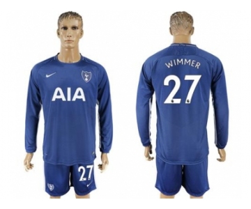 Tottenham Hotspur #27 Wimmer Away Long Sleeves Soccer Club Jersey