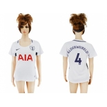 Women's Tottenham Hotspur #4 Alderweireld Home Soccer Club Jersey