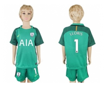 Tottenham Hotspur #1 LLORIS Green Goalkeeper Kid Soccer Club Jersey