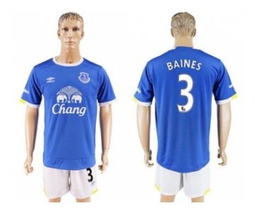 Everton #3 Baines Home Soccer Club Jersey2