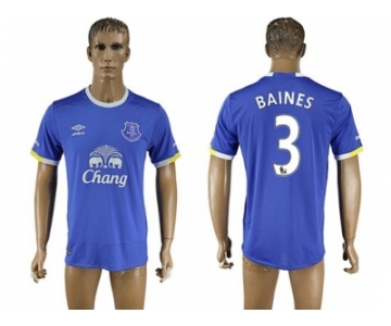 Everton #3 Baines Home Soccer Club Jersey3