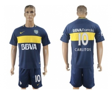 Boca Juniors #10 Carlitos Home Soccer Club Jersey2