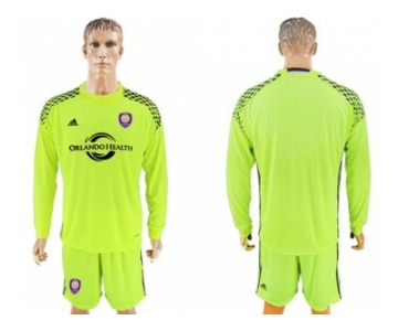 Orlando City SC Blank Shiny Green Long Sleeves Goalkeeper Soccer Club Jersey