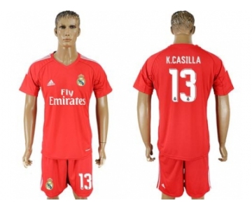 Real Madrid #13 K.Casilla Red Goalkeeper Soccer Club Jersey
