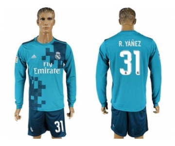 Real Madrid #31 R.Yanez Sec Away Long Sleeves Soccer Club Jersey