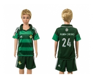 Real Betis #24 Ruben Castro Away Kid Soccer Club Jersey