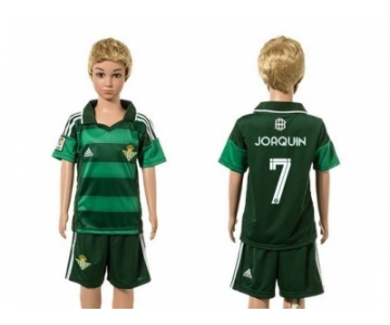 Real Betis #7 Joaquin Away Kid Soccer Club Jersey