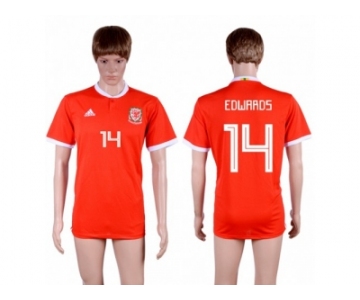 Wales #14 Edwards Red Home Soccer Club Jersey