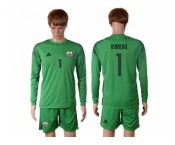 Argentina #1 Romero Green Goalkeeper Long Sleeves Soccer Country Jersey