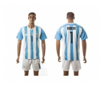 Argentina #1 Romero Home Soccer Country Jersey