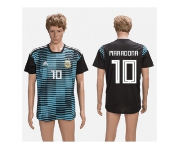 Argentina #10 Maradona Black Training Soccer Country Jersey