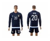 Argentina #20 Gaitan Away Long Sleeves Soccer Country Jersey