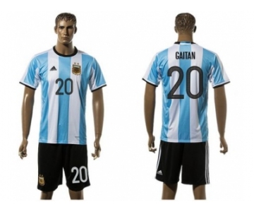 Argentina #20 Gaitan Home Soccer Country Jersey