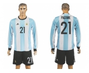 Argentina #21 Pastore Home Long Sleeves Soccer Country Jersey