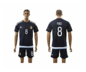 Argentina #8 Perez Away Soccer Country Jersey