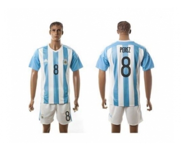 Argentina #8 Perez Home Soccer Country Jersey1
