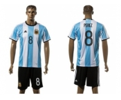 Argentina #8 Perez Home Soccer Country Jersey