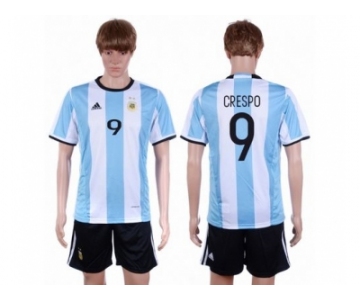 Argentina #9 Crespo Home Soccer Country Jersey