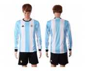 Argentina Blank Home Long Sleeves Soccer Country Jersey