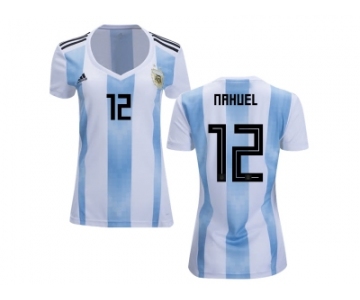 Women Argentina #12 Nahuel Home Soccer Country Jersey
