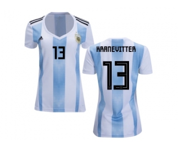 Women Argentina #13 Kranevitter Home Soccer Country Jersey