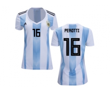 Women Argentina #16 Perotti Home Soccer Country Jersey