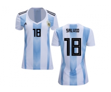 Women Argentina #18 Salvio Home Soccer Country Jersey