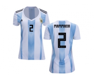 Women Argentina #2 Mammana Home Soccer Country Jersey