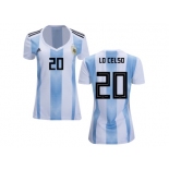 Women Argentina #20 Lo Celso Home Soccer Country Jersey