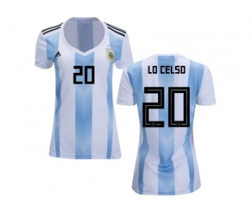 Women Argentina #20 Lo Celso Home Soccer Country Jersey