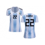 Women Argentina #22 A.Gomez Home Soccer Country Jersey