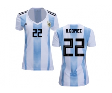 Women Argentina #22 A.Gomez Home Soccer Country Jersey