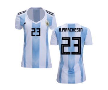 Women Argentina #23 A.MARCHESIN Home Soccer Country Jersey