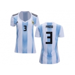 Women Argentina #3 Fazio Home Soccer Country Jersey