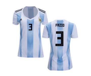 Women Argentina #3 Fazio Home Soccer Country Jersey