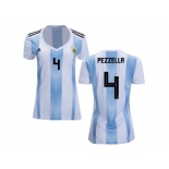 Women Argentina #4 Pezzella Home Soccer Country Jersey